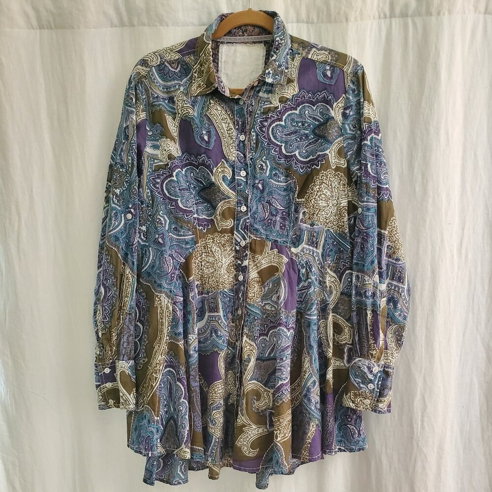 Cino Paisley Button-up Tunic, Large